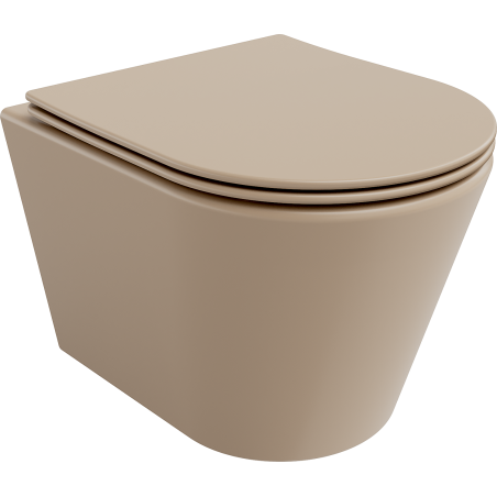 Mexen Rico rimless toilet bowl with soft-closing slim seat, duroplast, matte cappuccino - 30724064