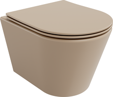 Mexen Rico Rimless Toilet Bowl with Soft-Close Slim Seat, Duroplast, Matte Cappuccino - 30724064