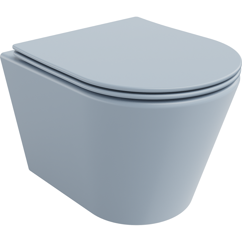 Mexen Rico Rimless toilet bowl with a slim soft close toilet seat, duroplast, Gray blue matt - 30724069