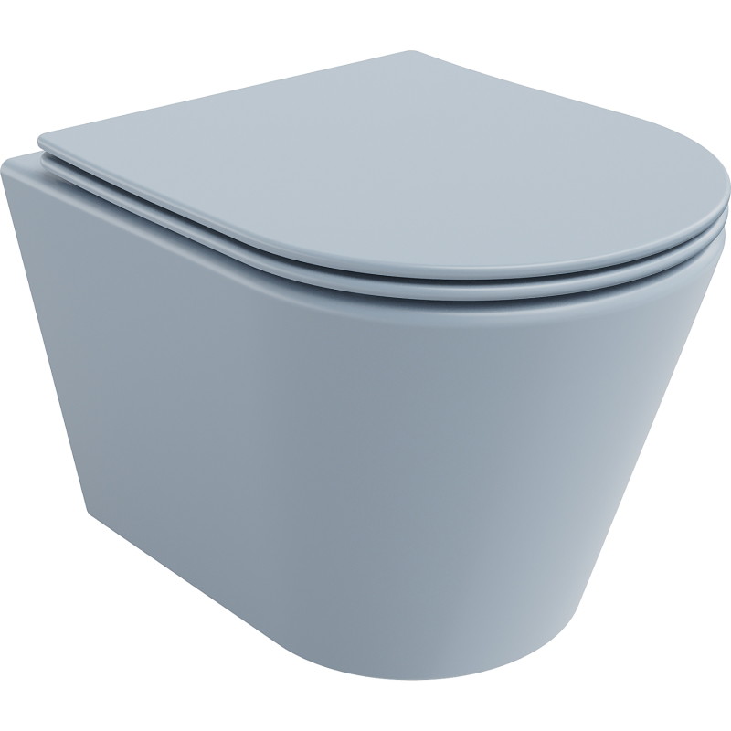 Mexen Rico Rimless toilet bowl with soft-close slim seat, duroplast, gray-blue matte - 30724069