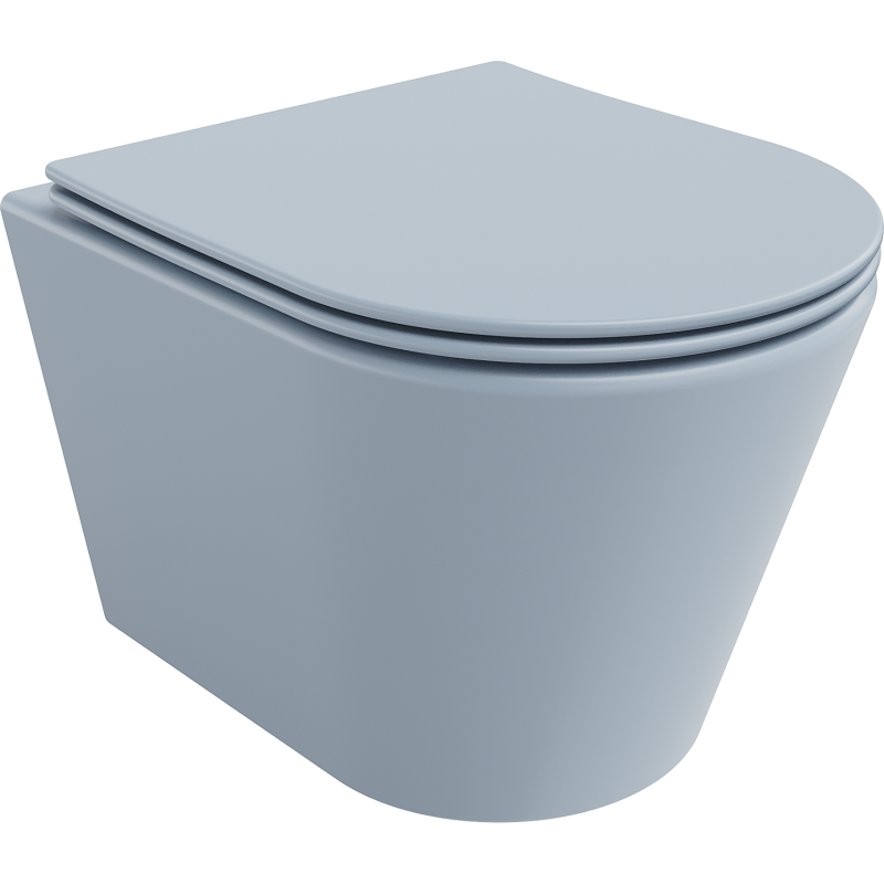 Mexen Rico Rimless WC Bowl with Soft Close Slim Seat, Duroplast, Grey-Blue Matte - 30724069