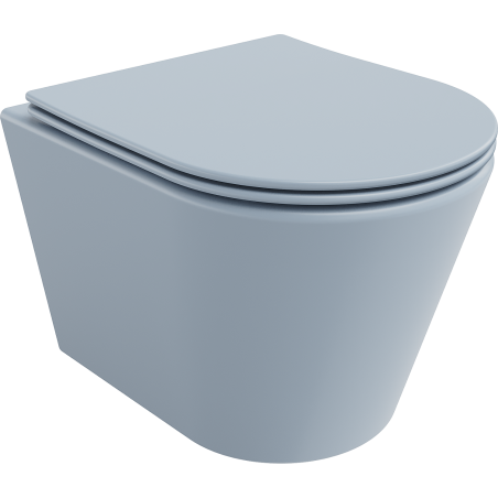 Mexen Rico Rimless WC Bowl with Soft Close Slim Seat, Duroplast, Grey-Blue Matte - 30724069