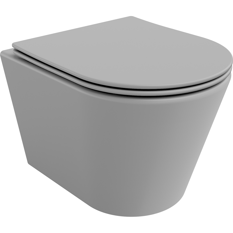 Mexen Rico Rimless WC Bowl with Slim Soft-Close Seat, Duroplast, Light Grey Matte - 30724061