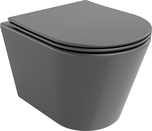 Mexen Rico Rimless toilet bowl with a slim soft close toilet seat, Thermosetting polymer, Dark grey matt - 30724071