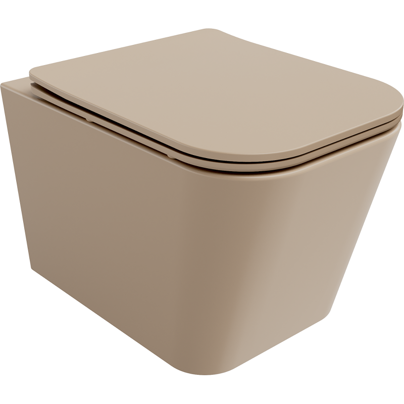 Mexen Teo Rimless WC bowl with slim soft-close seat, duroplast, matte cappuccino - 30854064