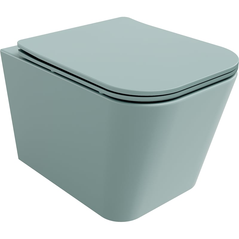 Mexen Teo Rimless WC Bowl with Slim Soft-Close Seat, Duroplast, Light Green Matte - 30854048