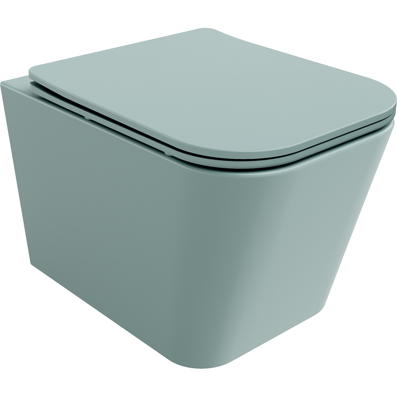 Mexen Teo Rimless WC Bowl with Slim Soft-Close Seat, Duroplast, Light Matte Green - 30854048