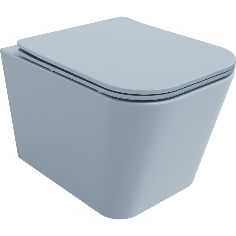 Mexen Teo Rimless toilet bowl with a slim soft close toilet seat, duroplast, Gray blue matt - 30854069
