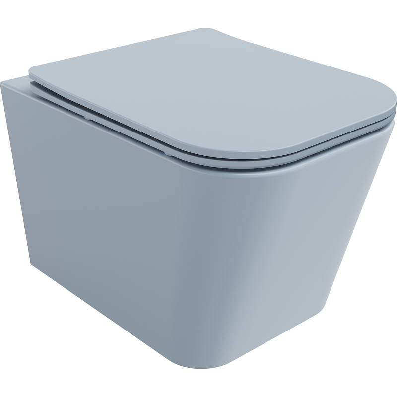 Mexen Teo rimless toilet bowl with soft-close slim seat, duroplast, gray-blue matte - 30854069