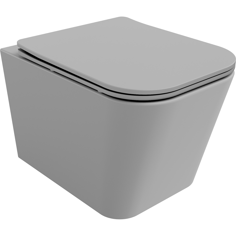 Mexen Teo Rimless WC Bowl with Slow-Closing Slim Seat, Duroplast, Light Grey Matte - 30854061