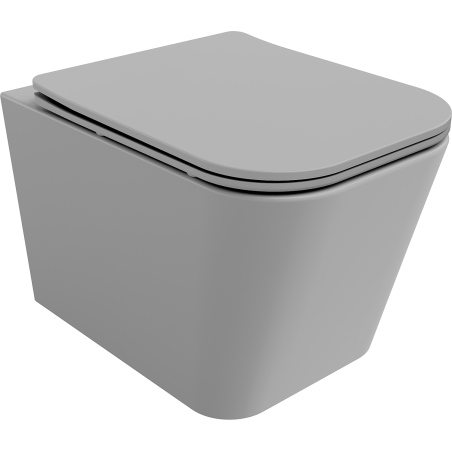 Mexen Teo Rimless Toilet Bowl with Soft-Close Slim Seat, Duroplast, Light Gray Matte - 30854061