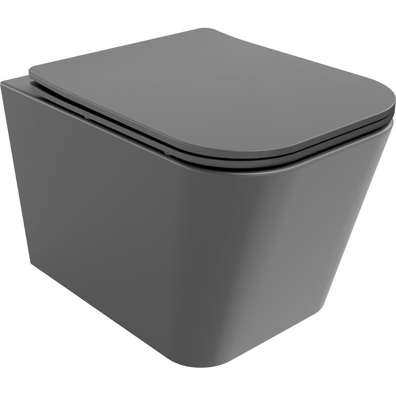 Mexen Teo Rimless Toilet Bowl with Soft-Close Slim Seat, Duroplast, Dark Grey Matte - 30854071
