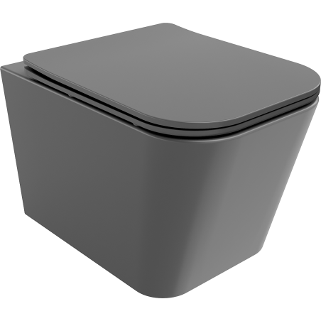 Mexen Teo Rimless Toilet Bowl with Soft-Close Slim Seat, Duroplast, Dark Grey Matte - 30854071