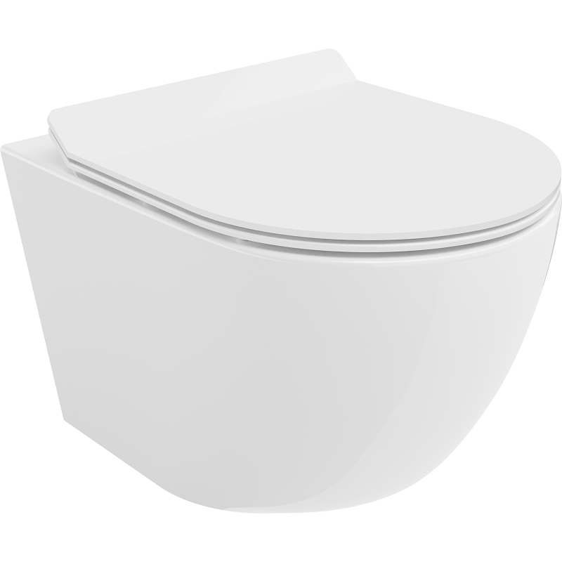 Mexen Lena Rimless WC bowl with soft-close slim seat, duroplast, white gloss - 30224000