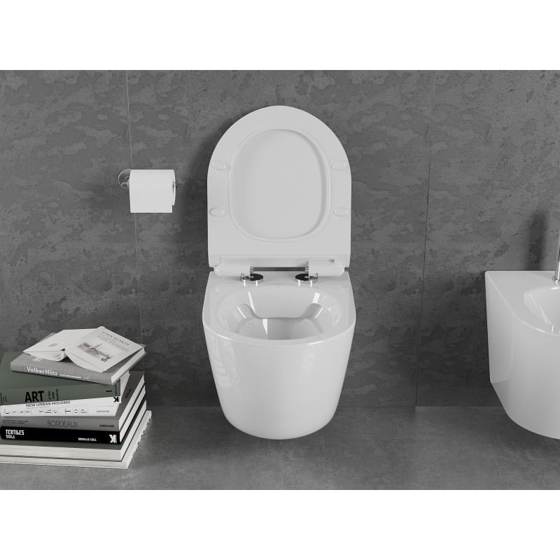 Mexen Lena Rimless WC bowl with soft-close slim seat, duroplast, white gloss - 30224000