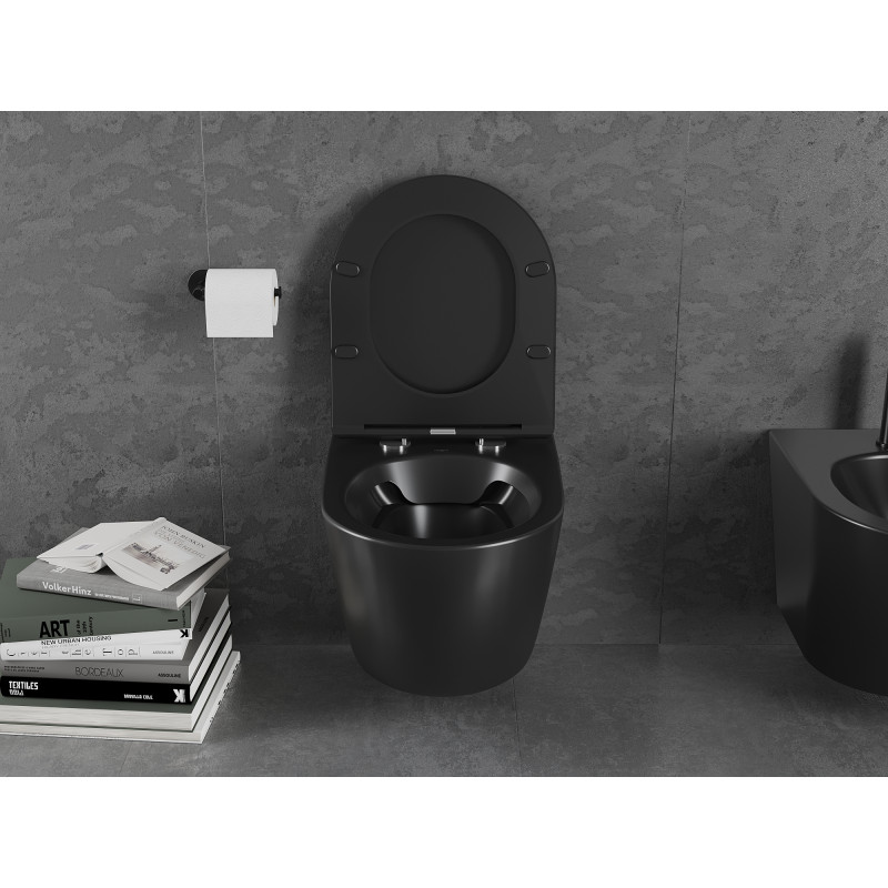 Mexen Lena Rimless WC Bowl, Black Matte - 3322XX85