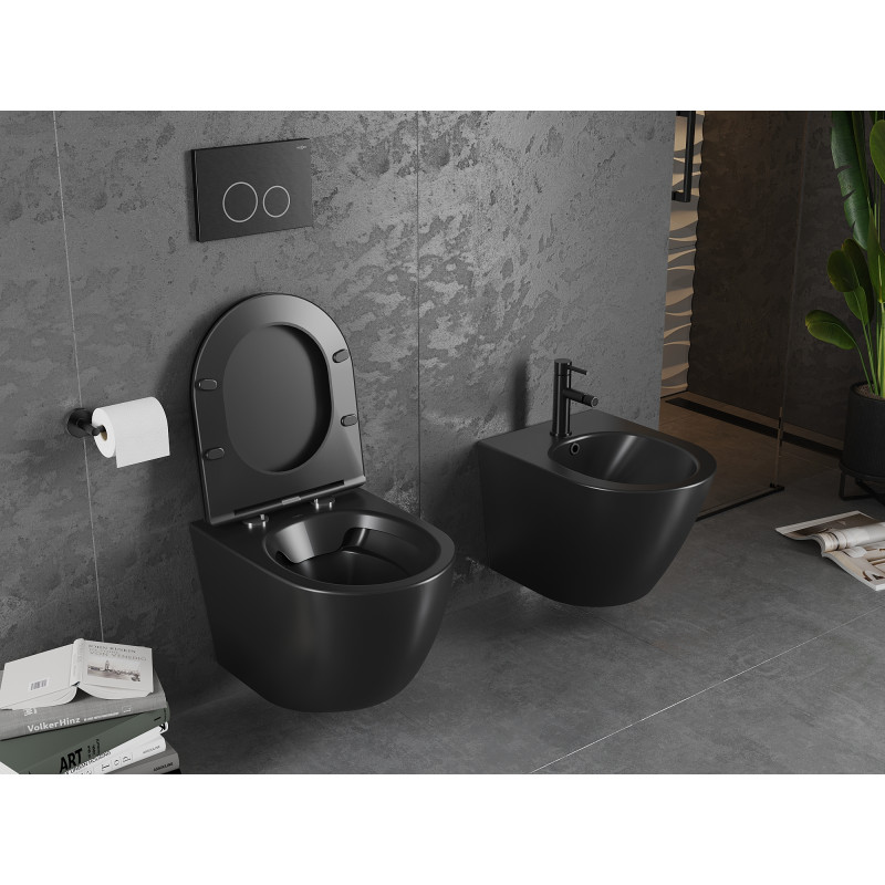 Mexen Lena Rimless WC Bowl, Black Matte - 3322XX85