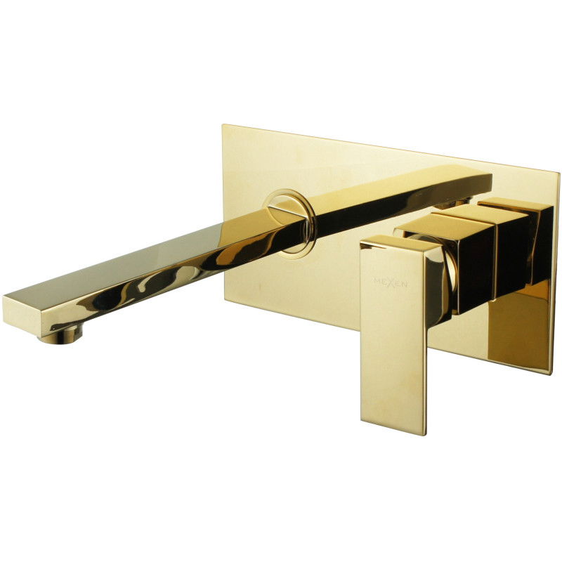 Mexen Cube flush-mounted washbasin mixer tap, Gold - 73115-50