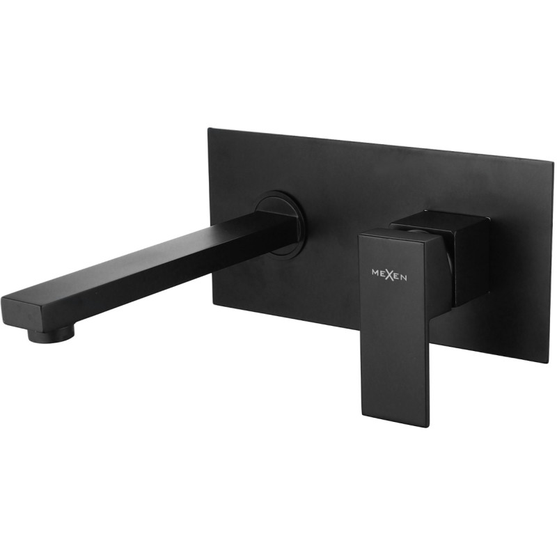 Mexen Cube black, wall-mounted bathroom sink faucet - 73115-70