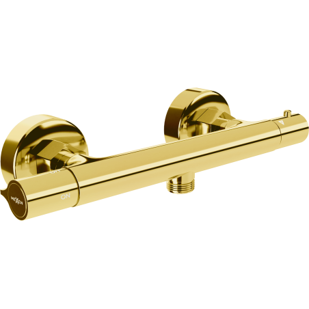 Mexen Slim thermostatic shower mixer tap, Gold - 77105-50