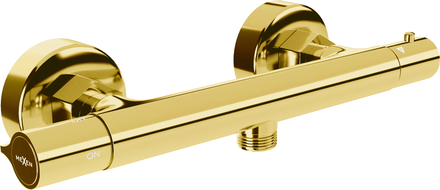Mexen Slim thermostatic shower mixer tap, Gold - 77105-50