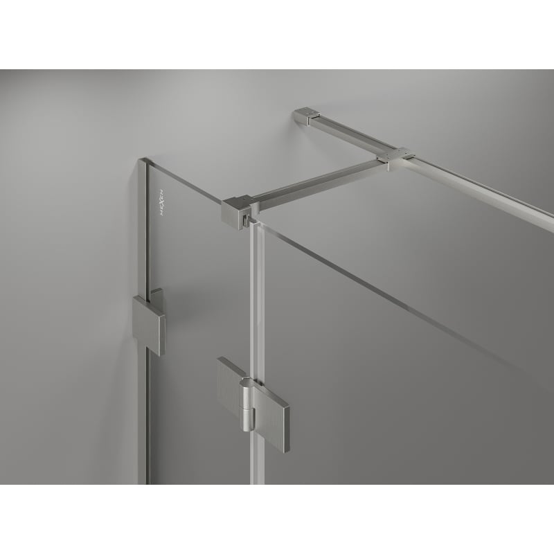 Mexen Lunar T left-side hinged shower cabin 80 x 90 cm, transparent, brushed nickel - 834T-080-090-97-00-L