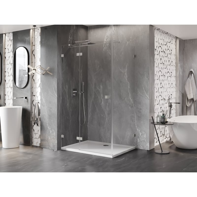 Mexen Lunar T left-hinged shower enclosure 80 x 110 cm, transparent, brushed nickel - 834T-080-110-97-00-L
