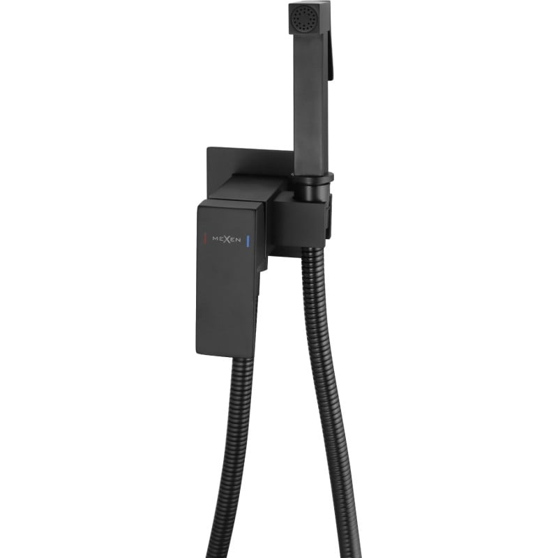 Mexen Cube flush-mounted bidet mixer tap with a spot set, Black - 7599150-70