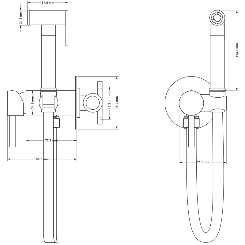 Mexen Elba concealed bidet faucet with point set, chrome - 7599250-00