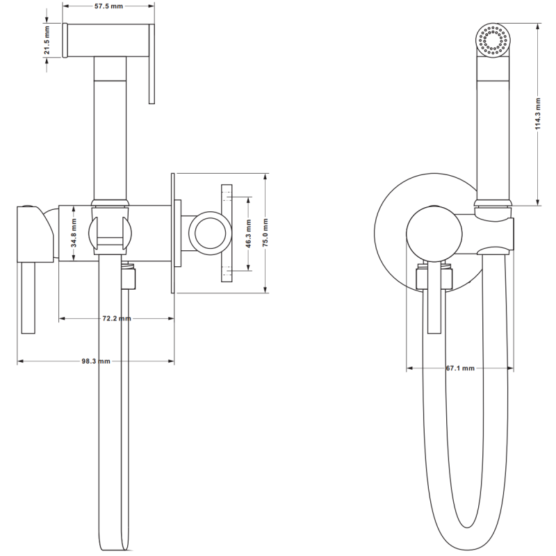 Mexen Elba under-plaster bidet faucet with point set, chrome - 7599250-00