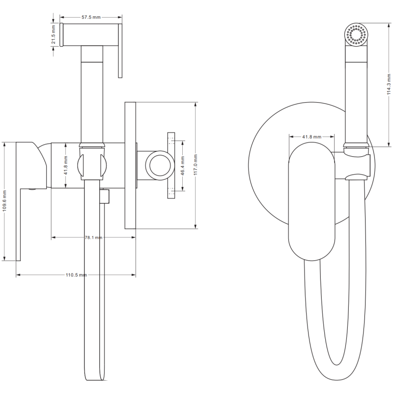 Mexen Milo concealed bidet faucet with point set, chrome - 7599350-00