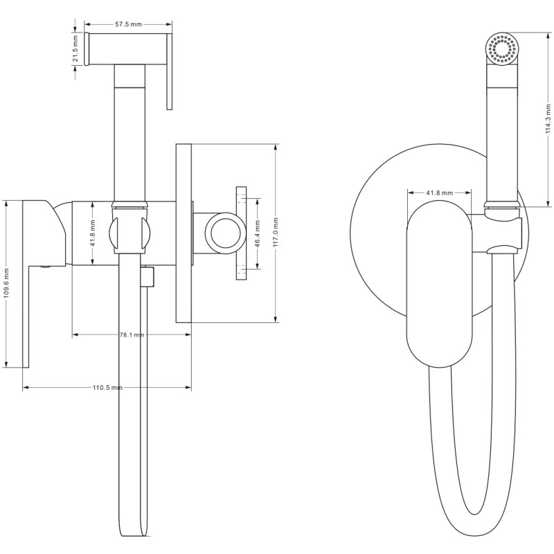 Mexen Milo concealed bidet faucet with point set, gold - 7599350-50