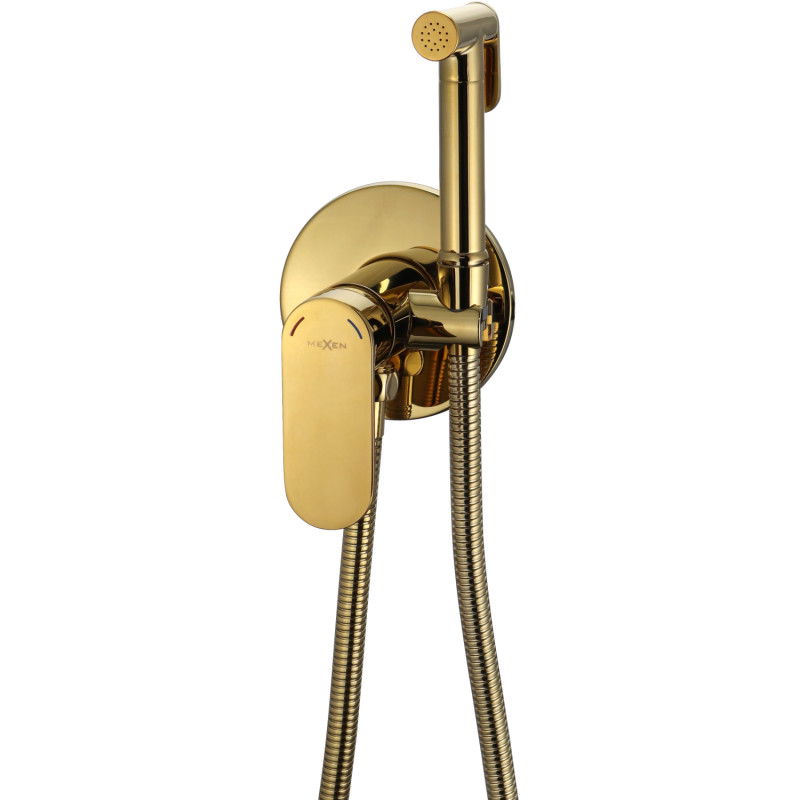 Mexen Milo flush-mounted bidet mixer tap with a spot set, gold - 7599350-50