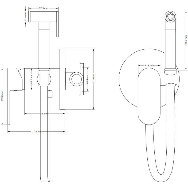 Mexen Milo concealed bidet tap with point set, black - 7599350-70