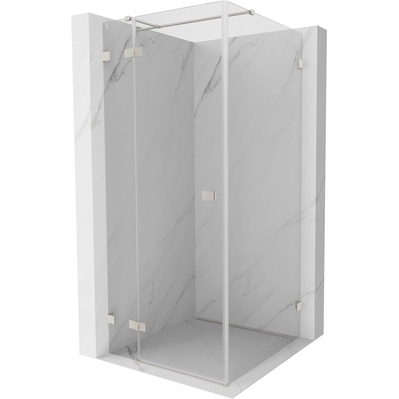 Mexen Lunar T left pivot shower enclosure 100 x 100 cm, transparent, brushed nickel - 834T-100-100-97-00-L