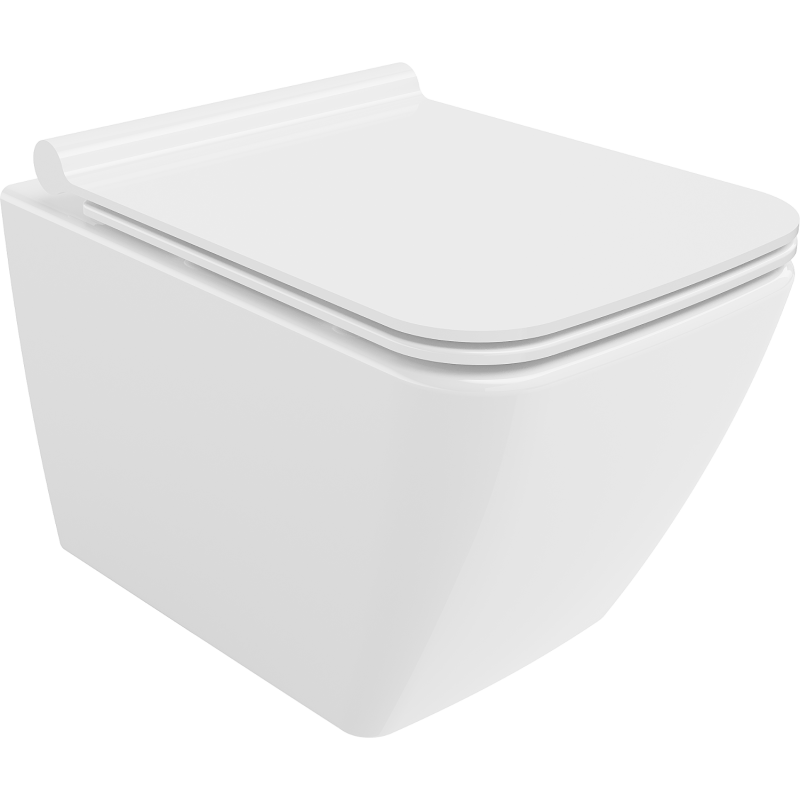 Mexen Vega Rimless toilet bowl with a slim soft close toilet seat, Thermosetting polymer, White - 30654000