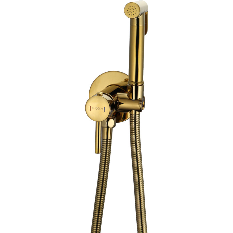 Mexen Elba flush-mounted bidet faucet with point set, gold - 7599250-50