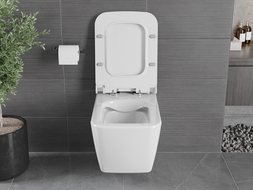 Mexen Vega Rimless toilet bowl with a slim soft close toilet seat, Thermosetting polymer, White - 30654000