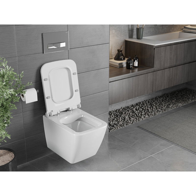 Mexen Vega Rimless WC bowl with slim soft-close seat, duroplast, white gloss - 30654000