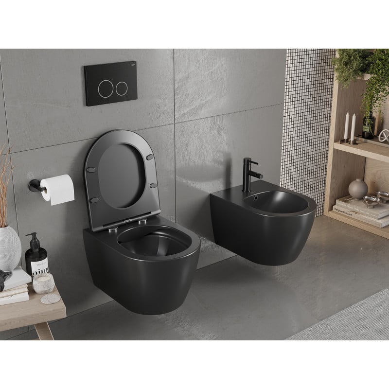 Mexen Carmen Rimless WC Bowl with Soft-Close Slim Seat, Duroplast, Matte Black - 30881085