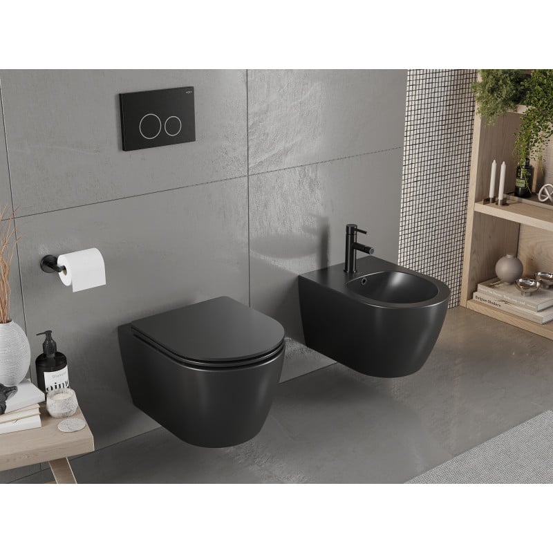 Mexen Carmen Rimless WC Bowl with Soft-Close Slim Seat, Duroplast, Black Matte - 30881085