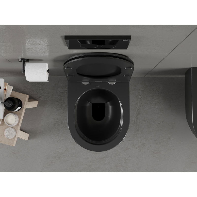 Mexen Carmen Rimless WC Bowl with Soft-Close Slim Seat, Duroplast, Black Matte - 30881085