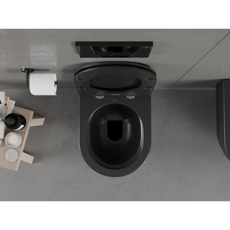 Mexen Carmen Rimless WC Bowl with Soft-Close Slim Seat, Duroplast, Matte Black - 30881085