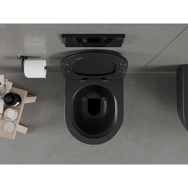 Mexen Carmen rimless WC bowl with slim soft-closing seat, duroplast, matte black - 30880185