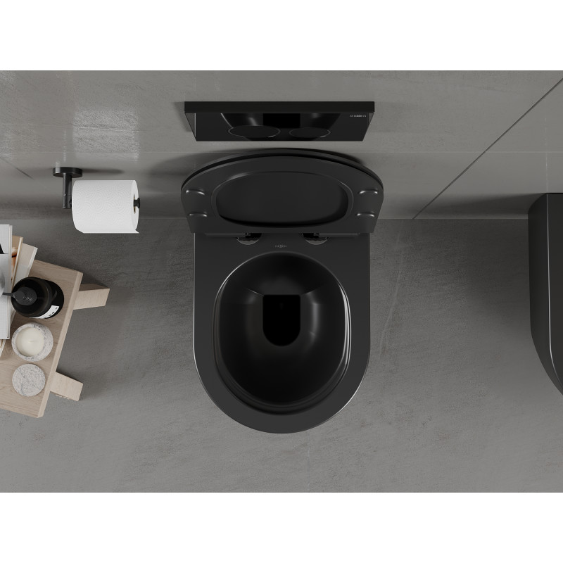 Mexen Carmen Rimless WC bowl with soft-close slim seat, duroplast, matte black - 30880185
