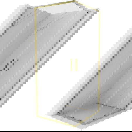 Mexen Exo square sliding shower cabin 95 x 95 cm, transparent, gold - 8111-095-095-50-00