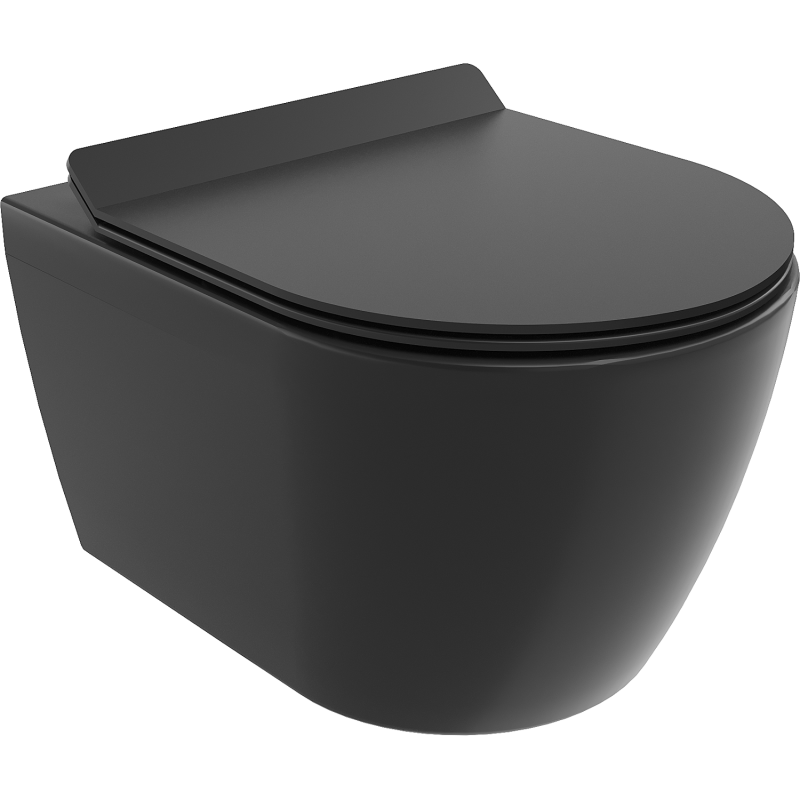 Mexen Carmen rimless WC bowl with slim soft-closing seat, duroplast, matte black - 30880185