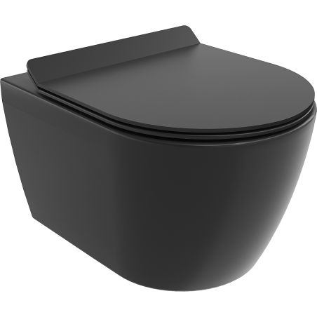 Mexen Carmen rimless WC bowl with slim soft-closing seat, duroplast, matte black - 30880185