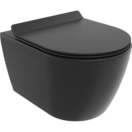 Mexen Carmen Rimless WC bowl with soft-close slim seat, duroplast, matte black - 30880185