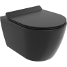 Mexen Carmen Rimless toilet bowl with a slim soft close toilet seat, Thermosetting polymer, Black matt - 30880185